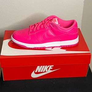 New Womens Nike Dunk Low Retro Hyper Pink White Sneakers Shoes